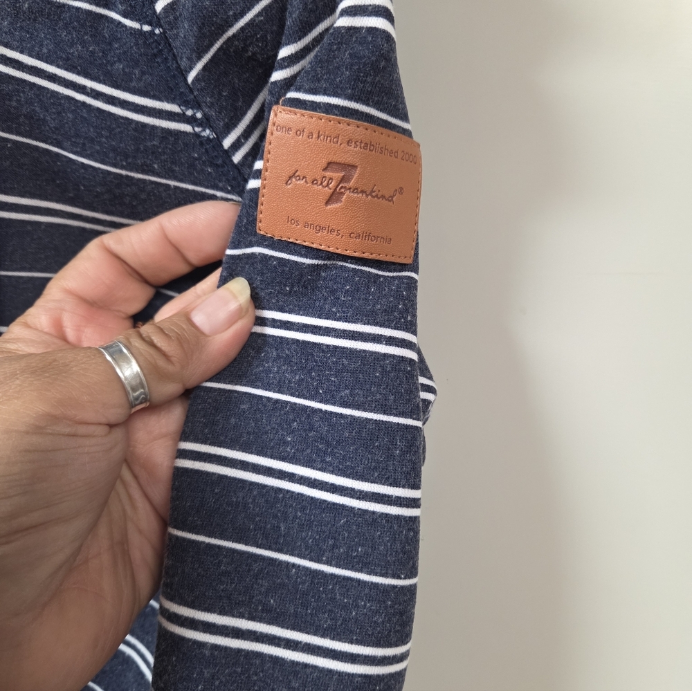 7 For All Mankind Navy Blue Striped Kids Hoodie - Picture 2 of 7